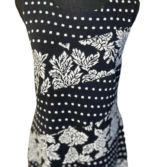 Anthropologie Maeve Effemy Black & White Jacquard Shift Dress Size:M - Picture 4 of 12
